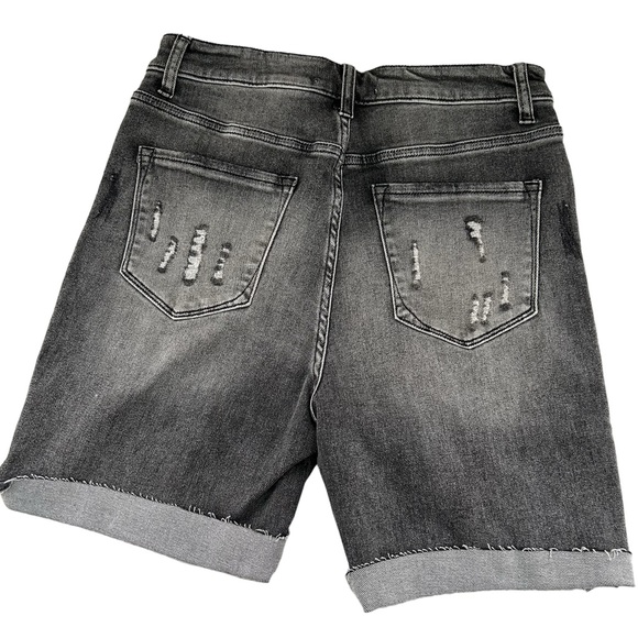 RISEN Dark Grey Distressed NEW Jean Shorts 9/29 - Picture 7 of 8